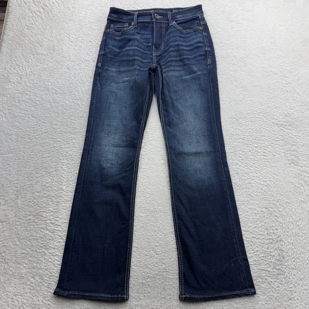 BKE Aiden Straight Leg Dark Wash Jeans Women 27x30 Indigo Mid Rise Cotton Blend‎
